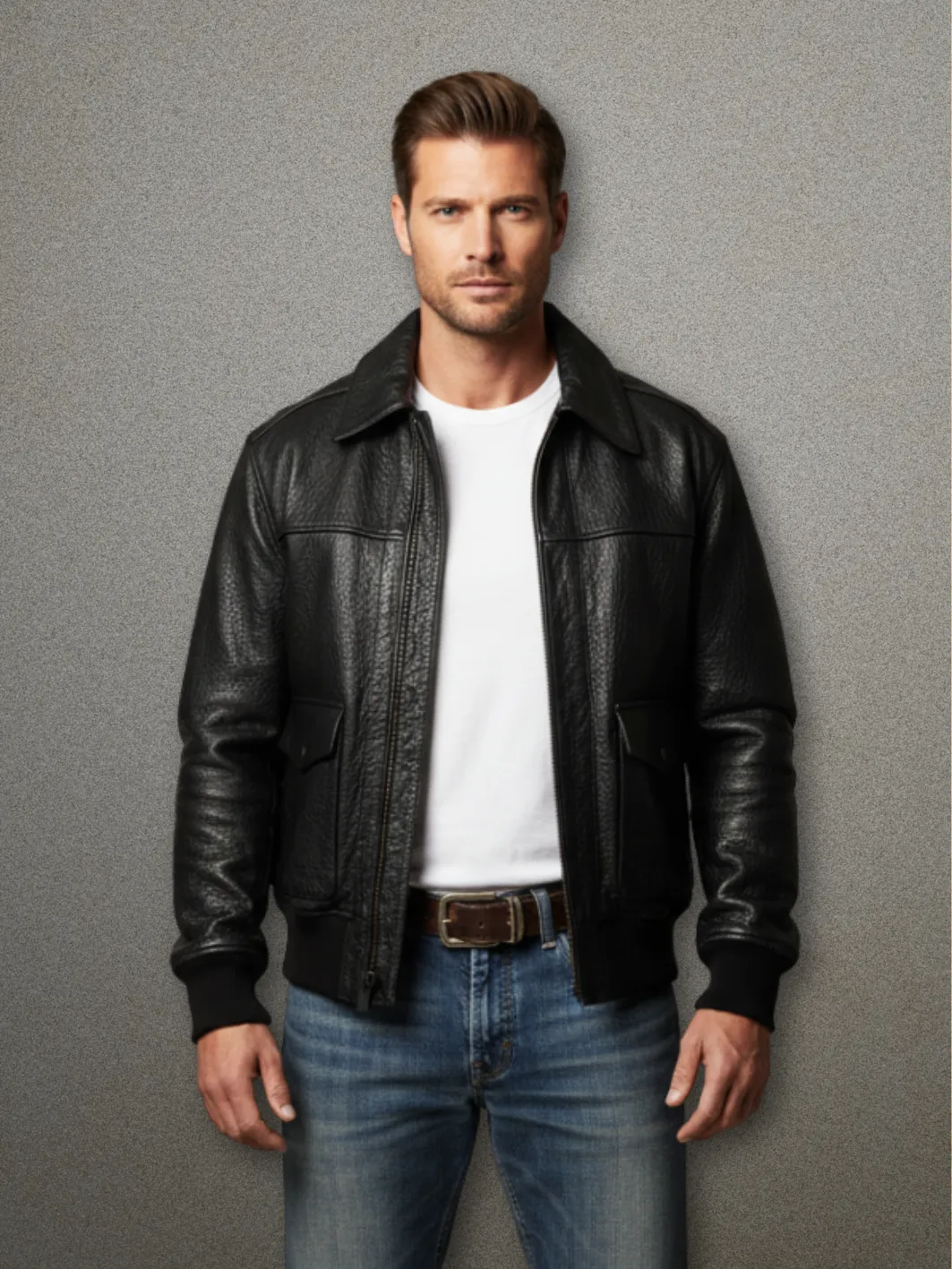 COSMOS Leather Pebbled Flight Jacket