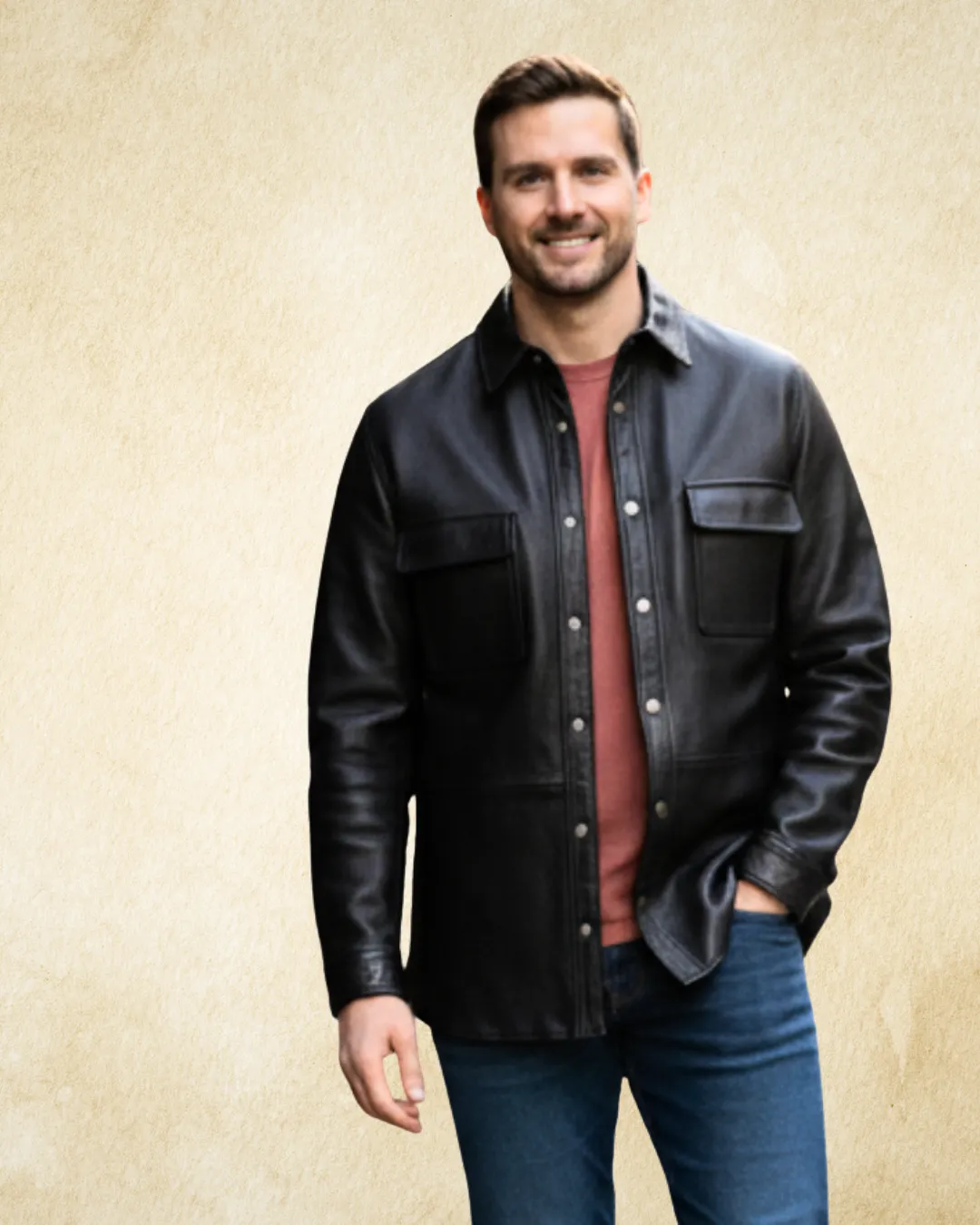 BARATES Leather Overshirt Jacket