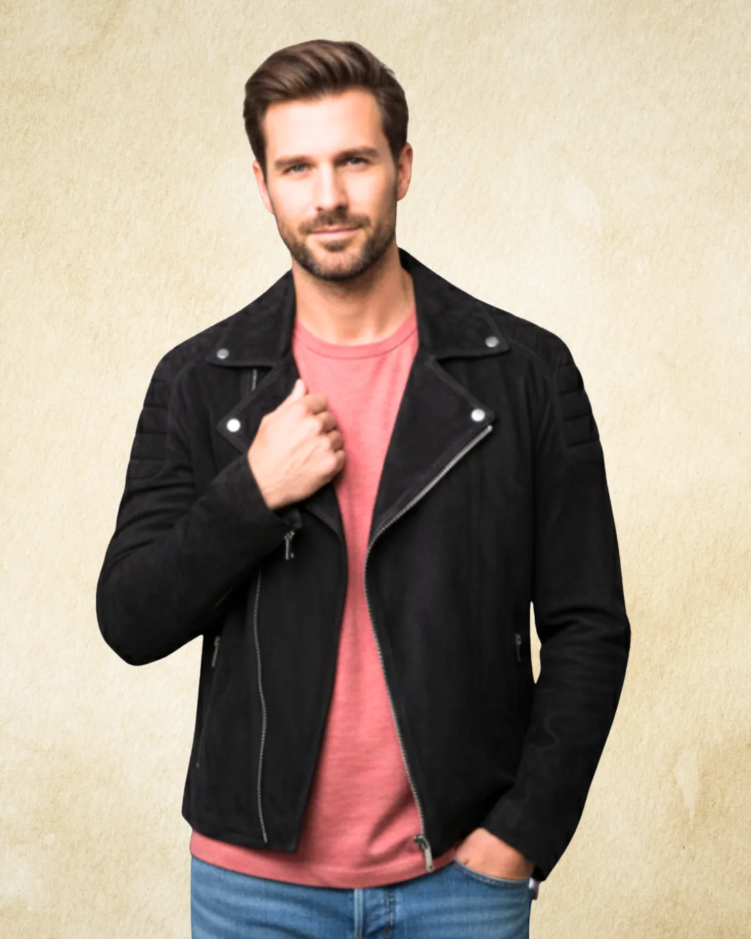 ICARUS Suede Men's Motorcycle Jacket Royal