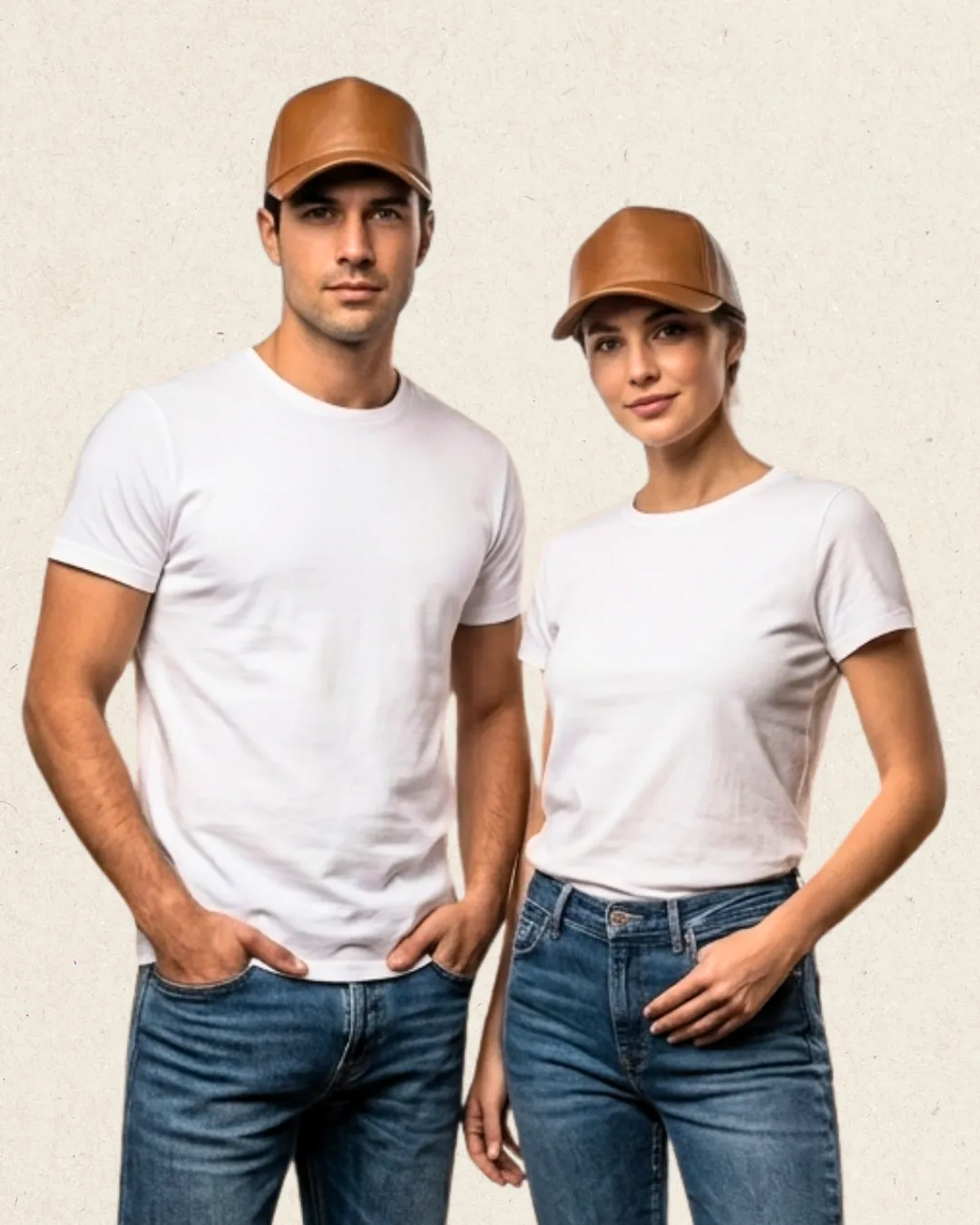 THAIS Leather Unisex Baseball Cap Cognac